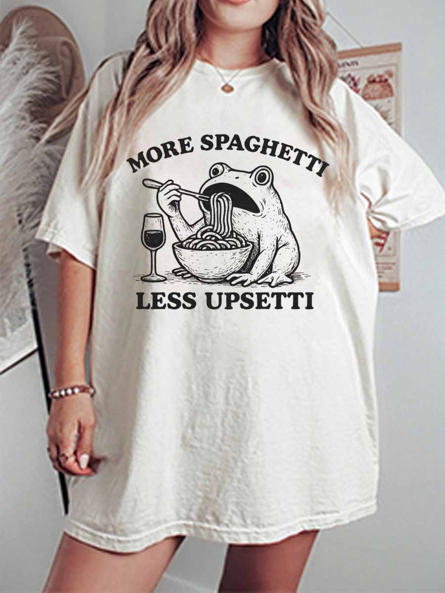 Vintage More Spaghetti Less Upsetti Oversize Graphic Tee