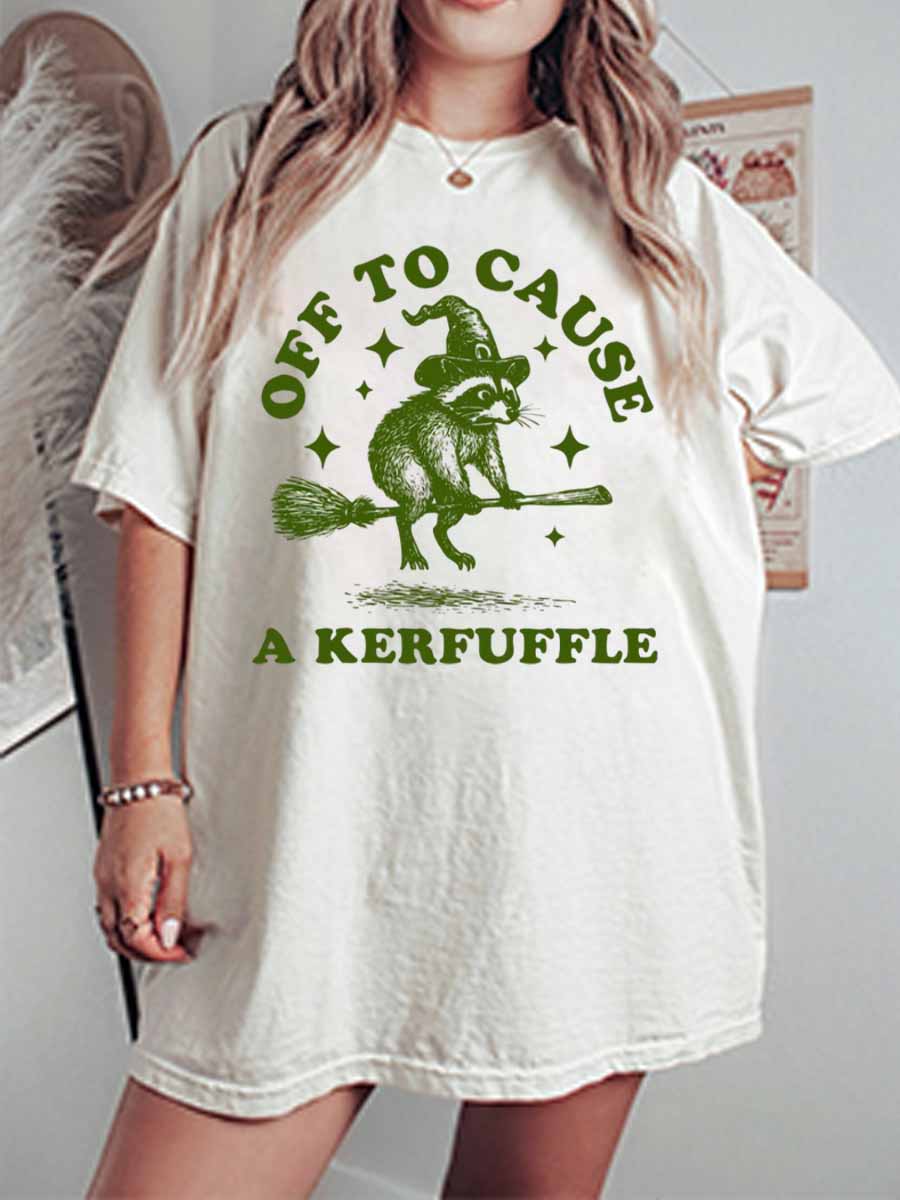 Vintage Off To Cause A Kerfuffle Oversize Graphic Tee