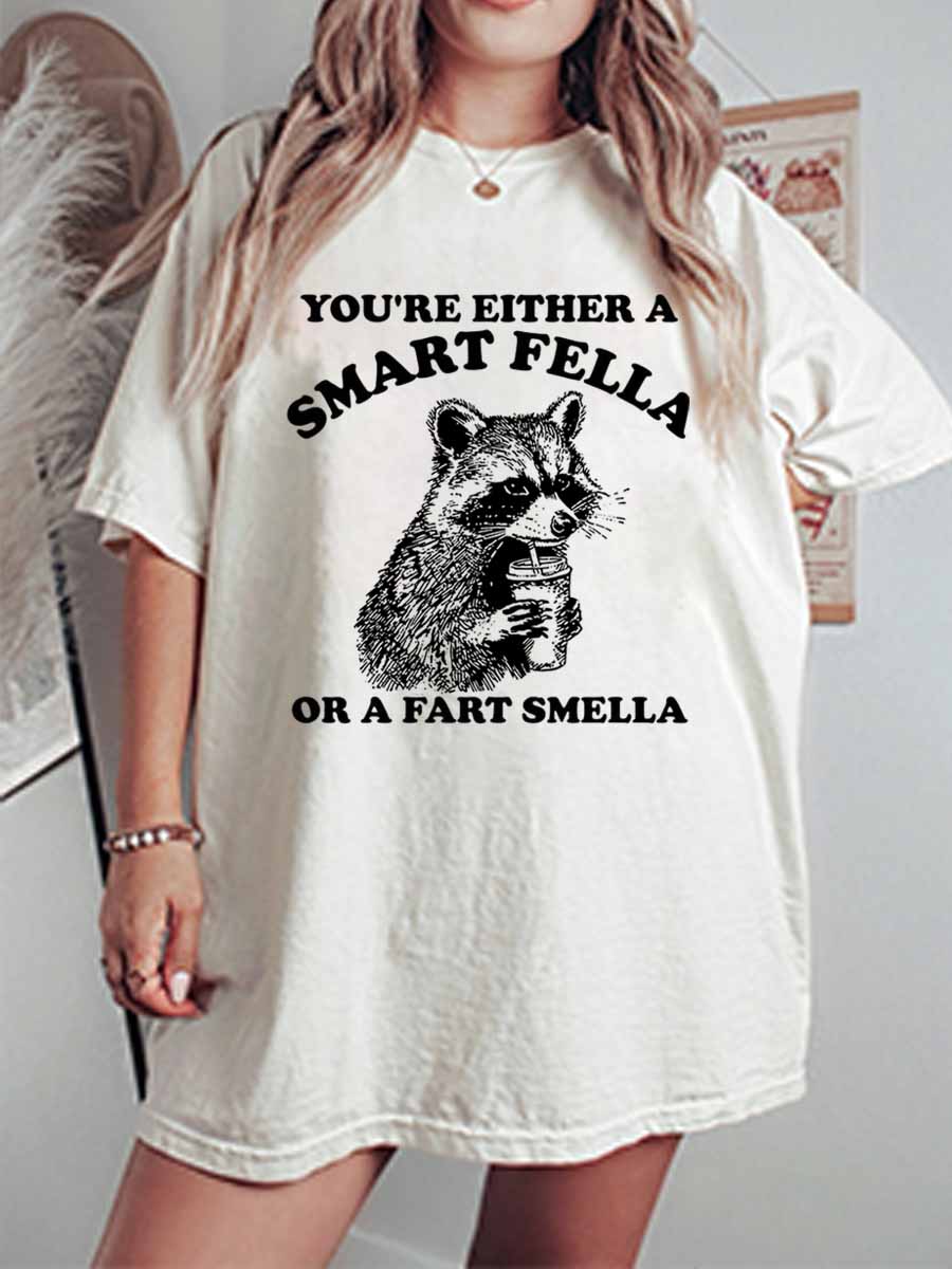 Vintage Smart Fella Fart Smella Oversize Graphic Tee