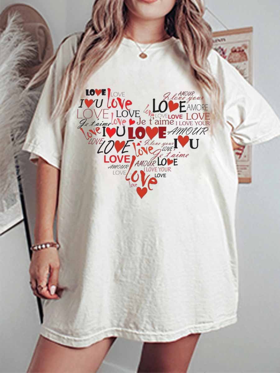 Vintage I Love You Oversize Graphic Tee