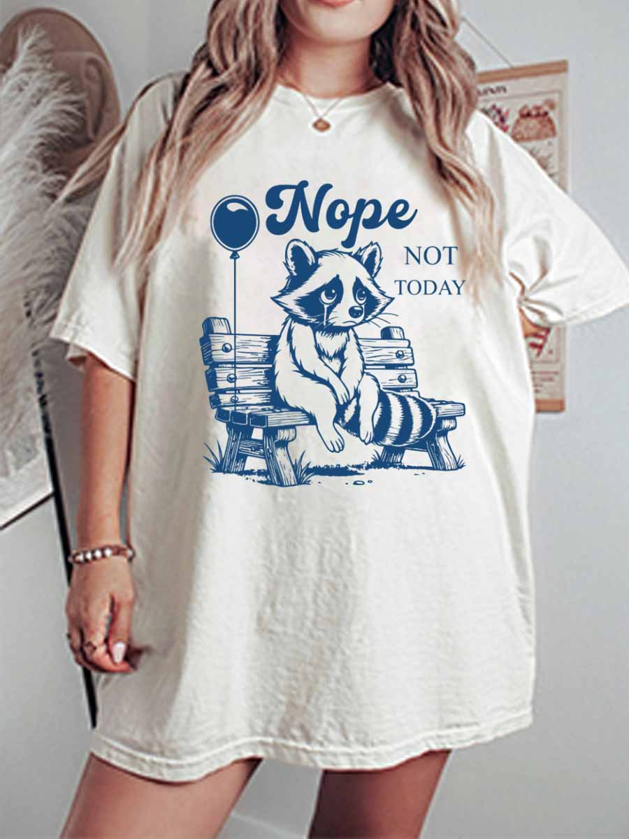 Vintage Nope Not Today Oversize Graphic Tee