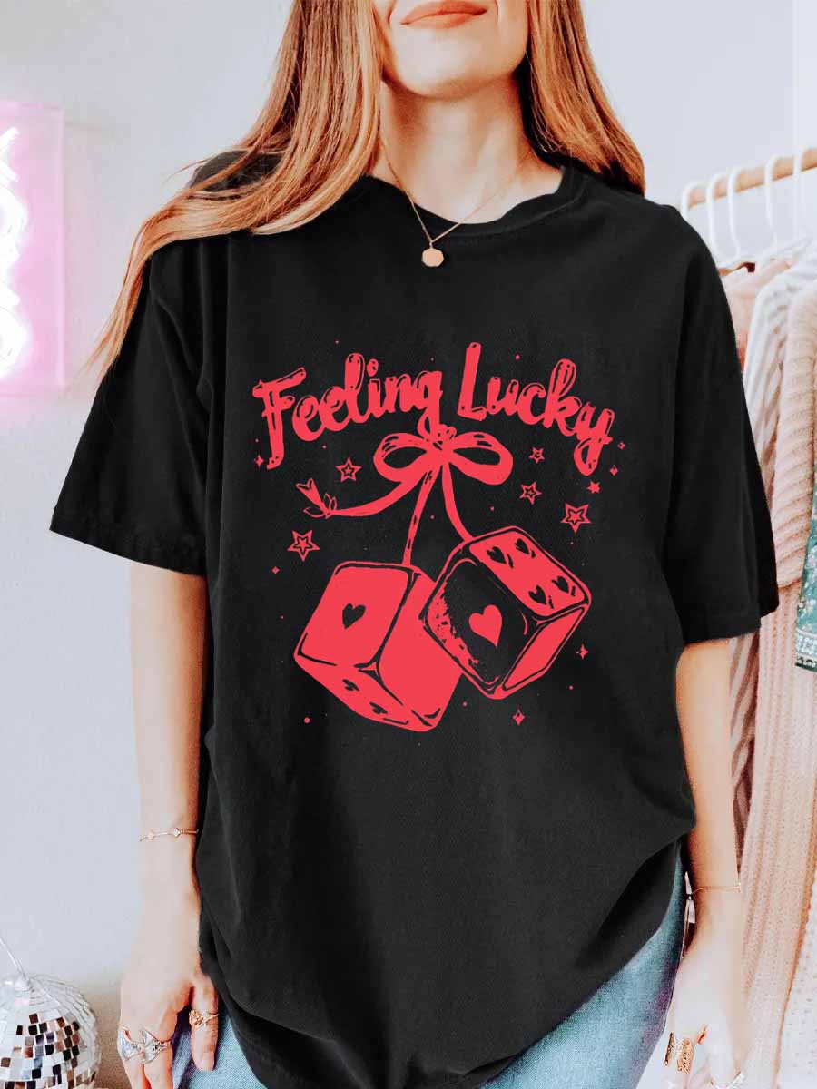 Vintage Feeling Lucky Oversize Graphic Tee