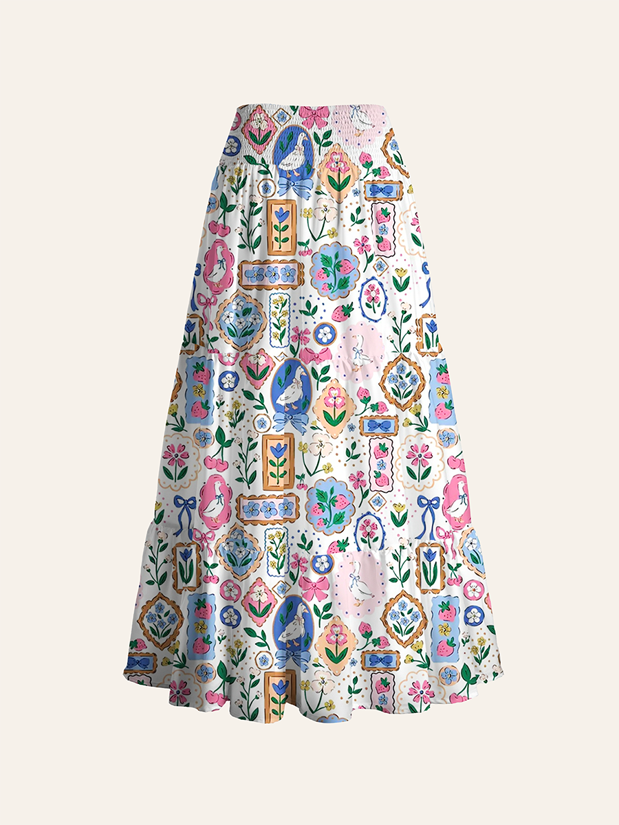 Coquette Ornate Frame Cute Ghost Cabinet Convertible Maxi Skirts