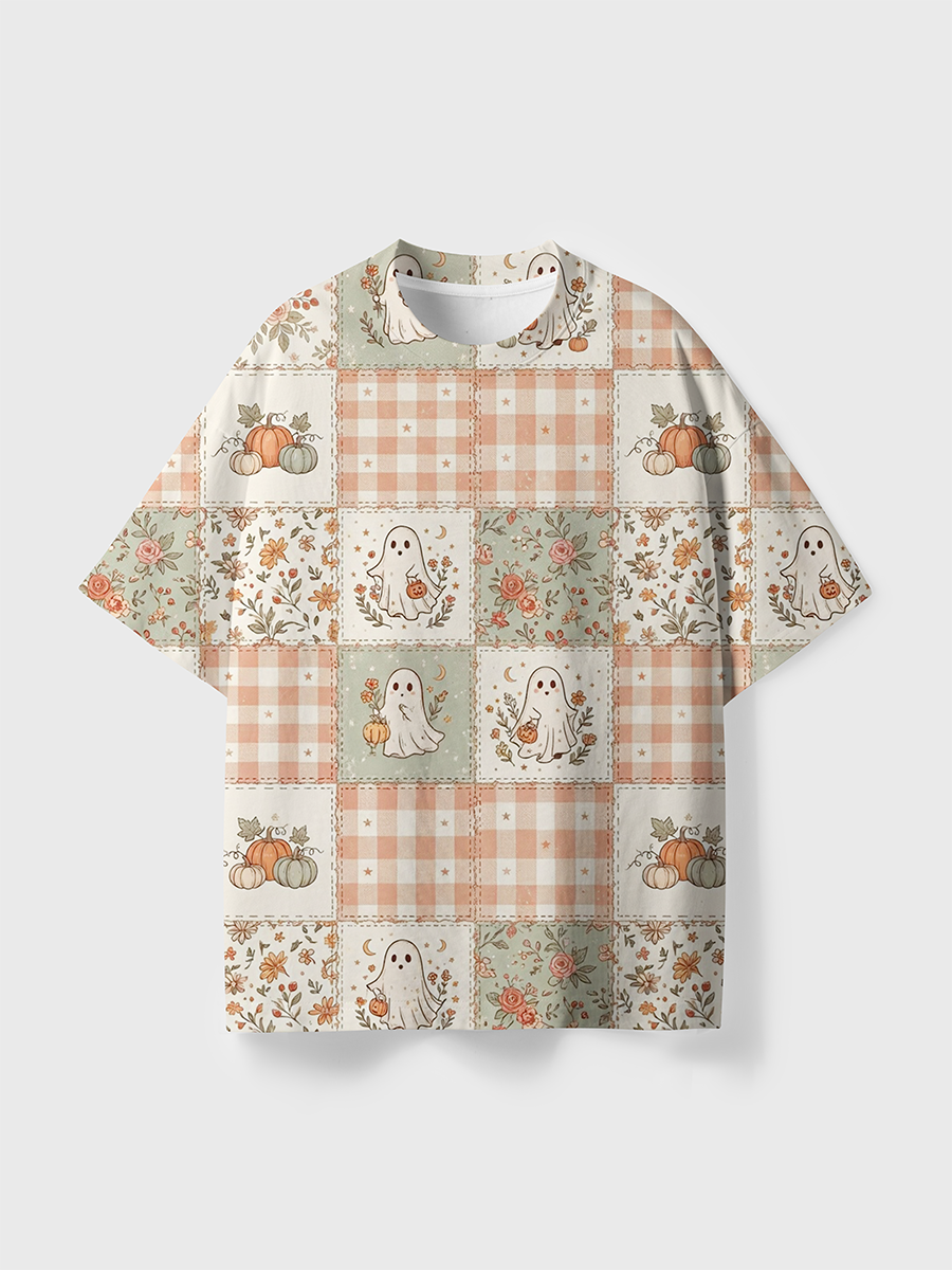 Vintage Shabby Chic Fall Patchwork All Over Print T-Shirt