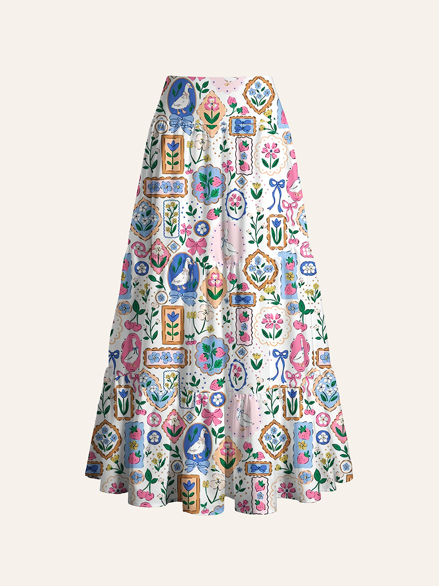 Coquette Ornate Frame Cute Ghost Cabinet Convertible Maxi Skirts