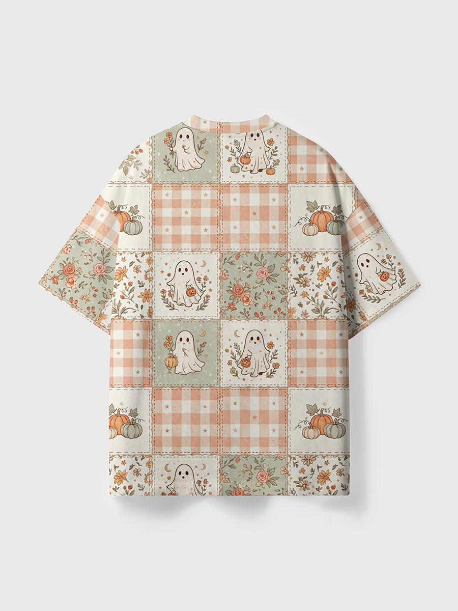 Vintage Shabby Chic Fall Patchwork All Over Print T-Shirt