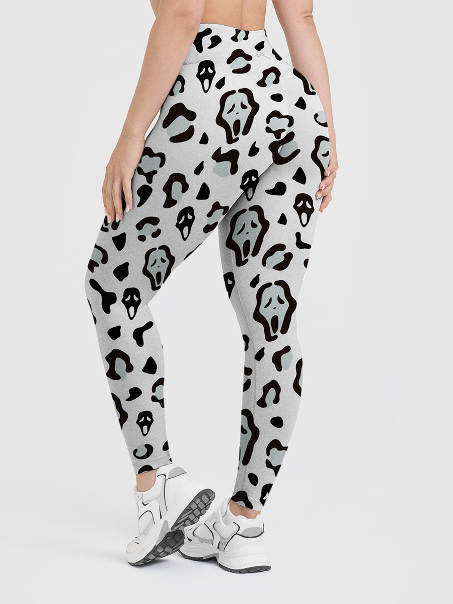 Vintage Leopard Scream Ghostface Mixed Leggings