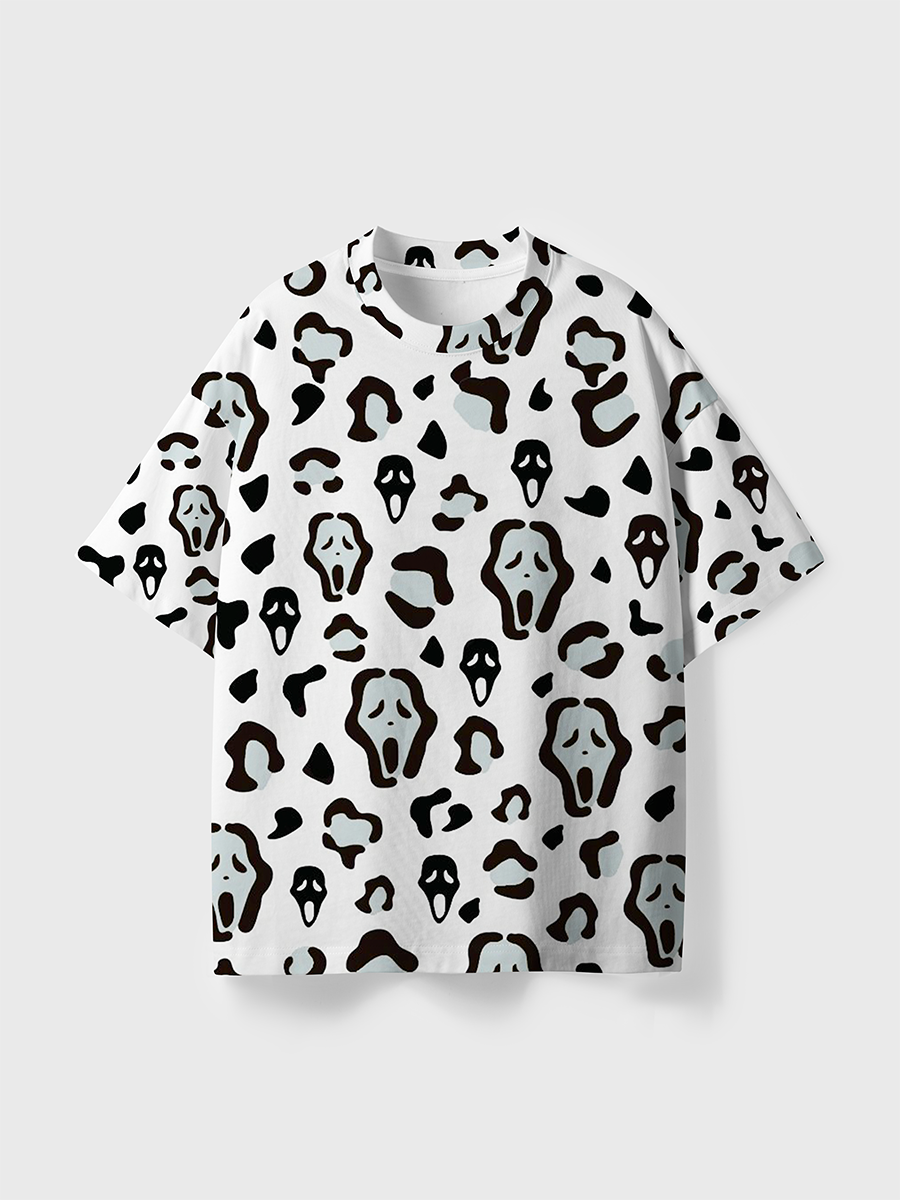 Vintage Leopard Scream Ghostface Mixed All Over Print T-Shirt