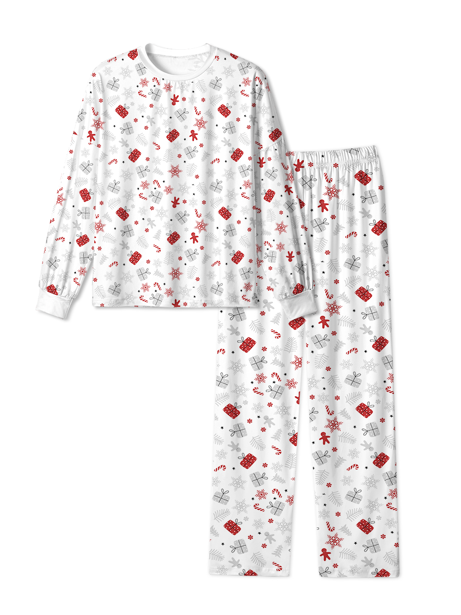 Vintage Gray Red Gift Floral Christmas Pajama