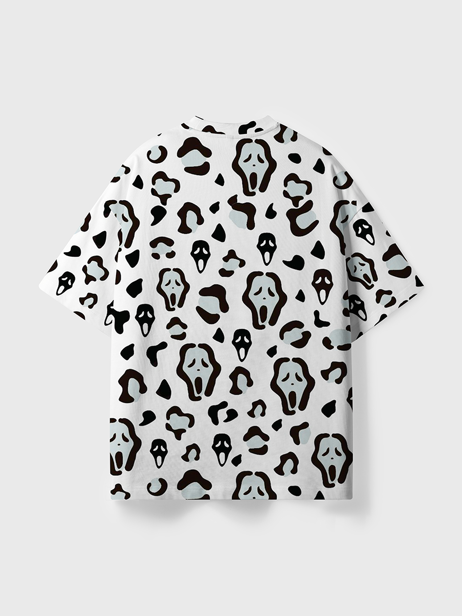 Vintage Leopard Scream Ghostface Mixed All Over Print T-Shirt