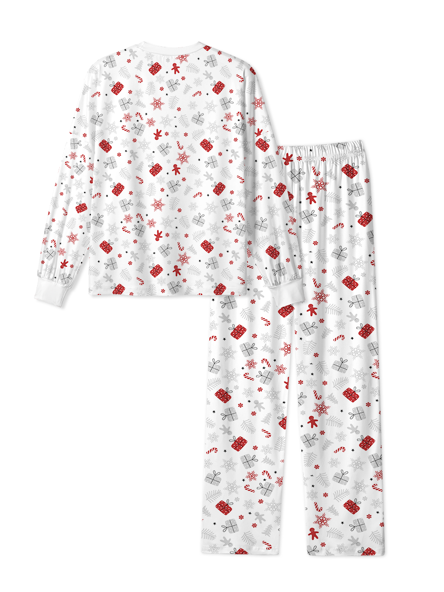 Vintage Gray Red Gift Floral Christmas Pajama