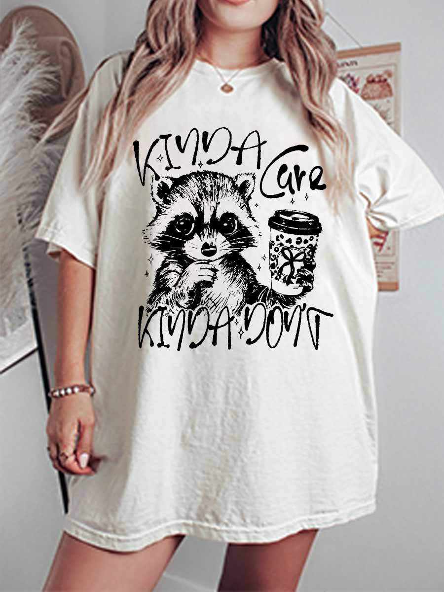 Vintage Kinda Care Kinda Don't Snarky Oversize Graphic Tee