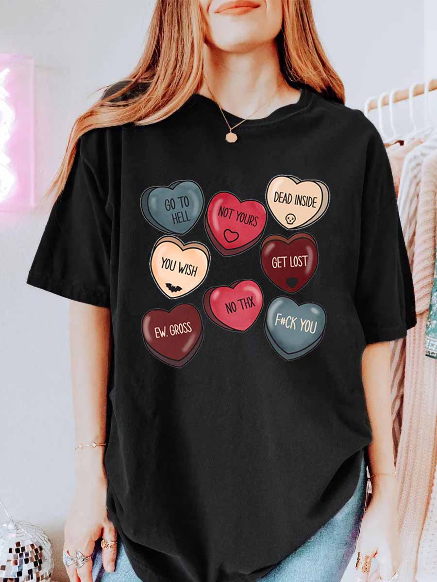 Vintage Conversation Hearts Oversize Graphic Tee