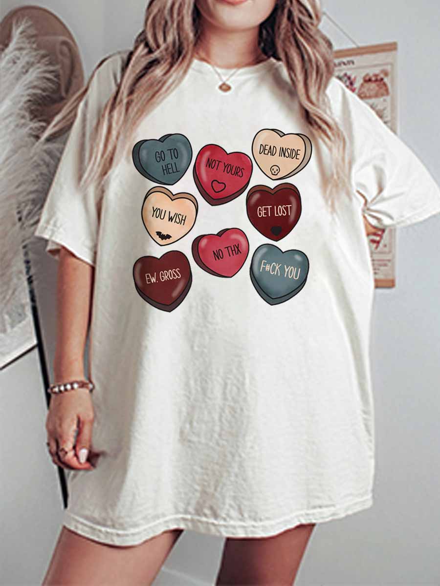 Vintage Conversation Hearts Oversize Graphic Tee