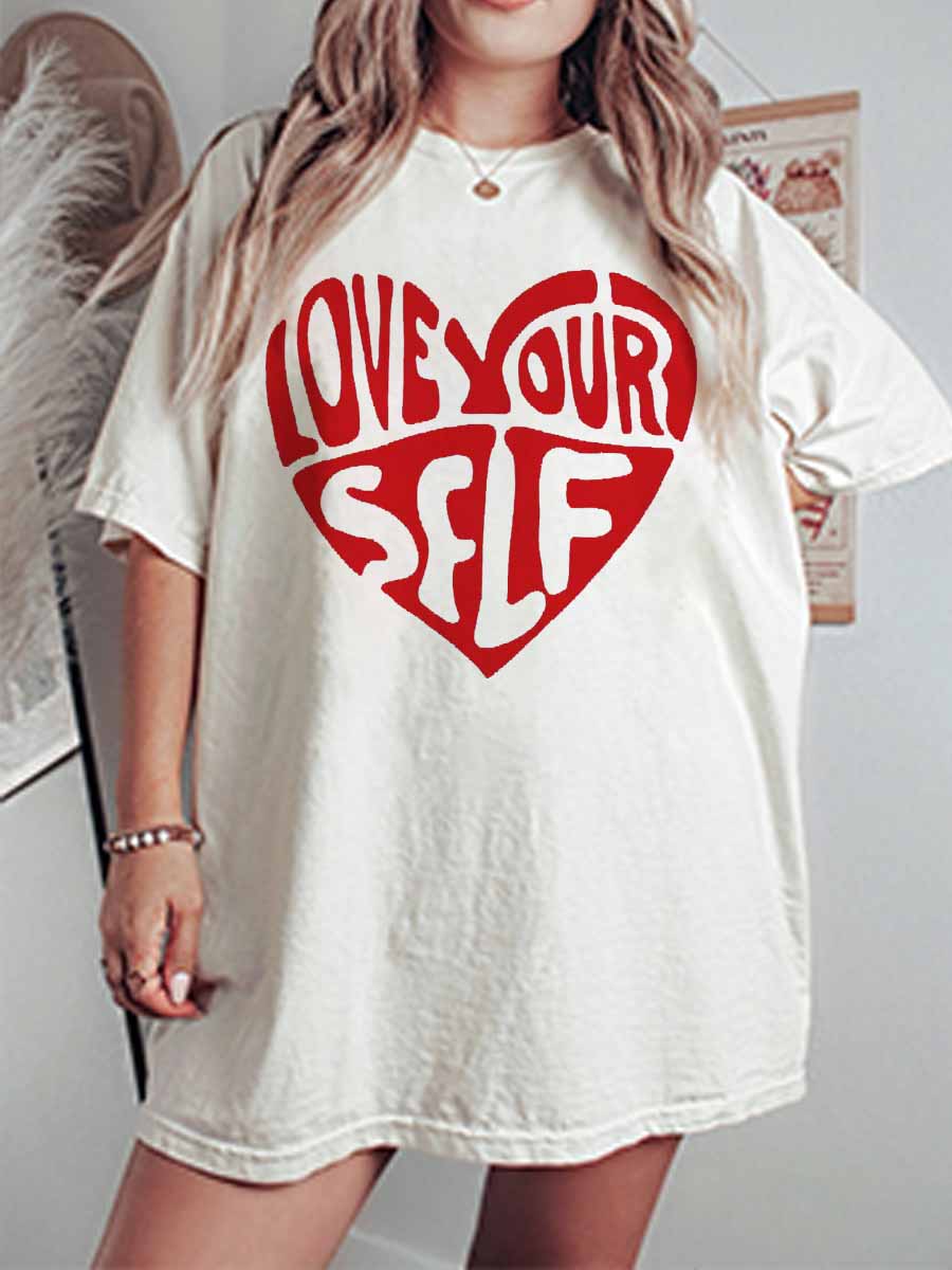 Vintage Love Your Self Oversize Graphic Tee