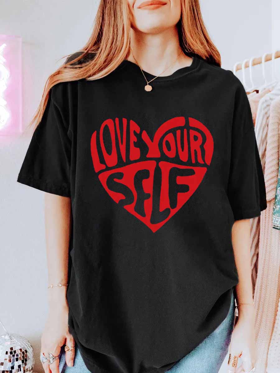 Vintage Love Your Self Oversize Graphic Tee