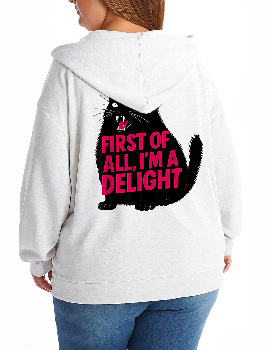 Vintage First Of All I'M A Delight Zip Hoodie