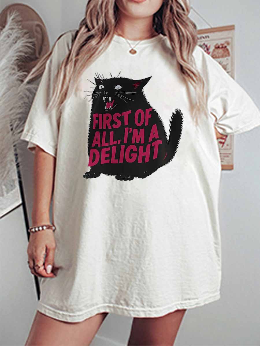 Vintage First Of All I'm A Delight Oversize Graphic Tee