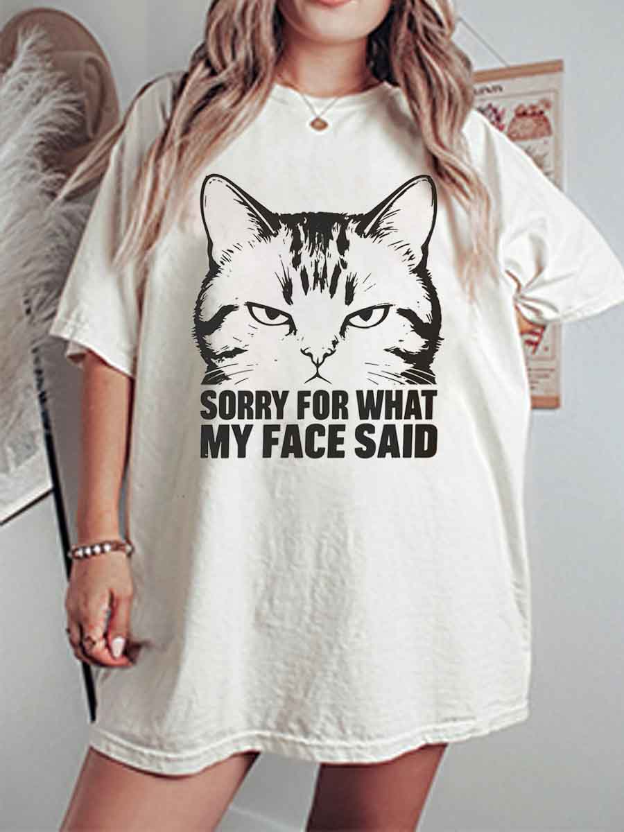Vintage Sorry For What My Face Said Oversize Graphic Tee