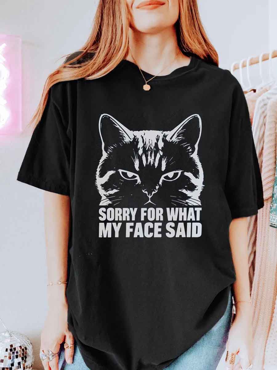 Vintage Sorry For What My Face Said Oversize Graphic Tee