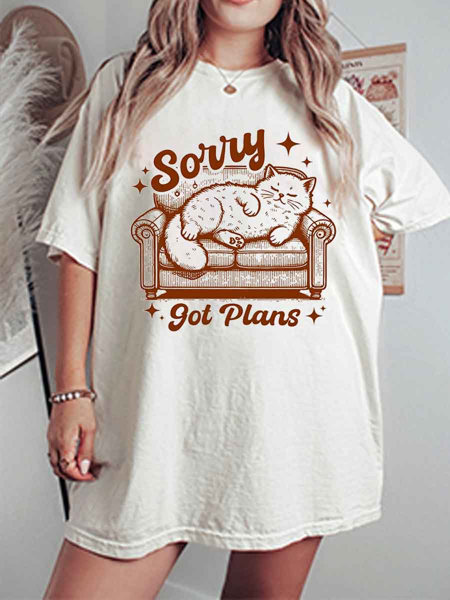 Vintage Sorry Got Plans Oversize Graphic Tee