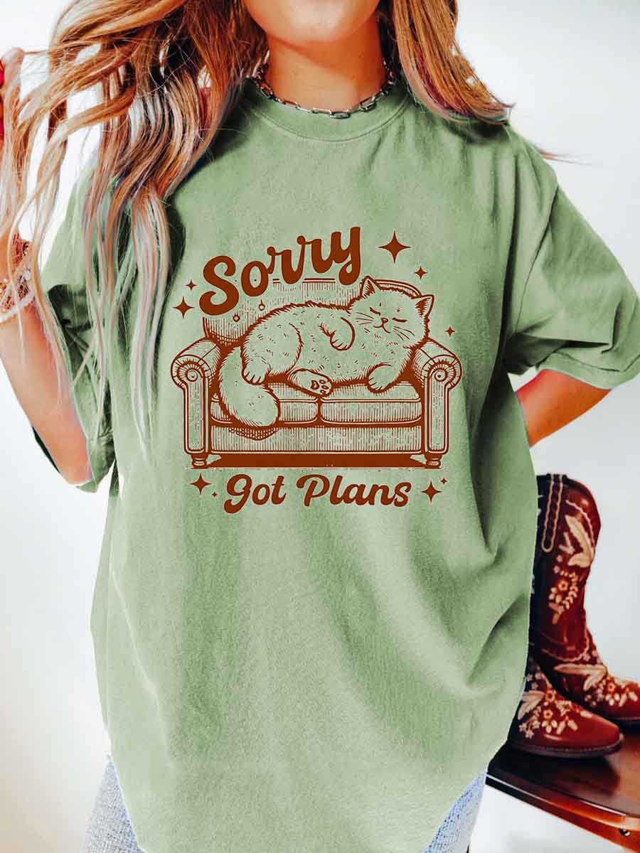 Vintage Sorry Got Plans Oversize Graphic Tee