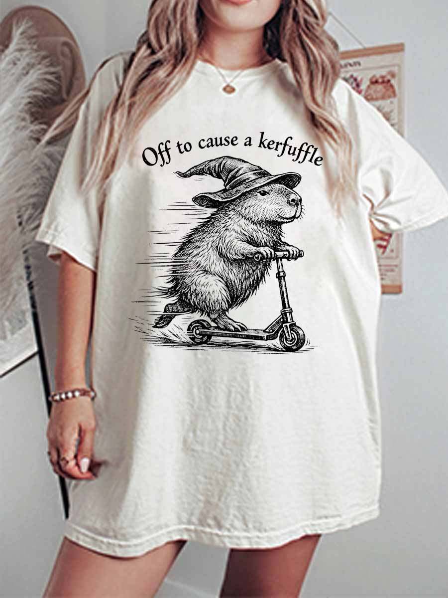 Vintage Off To Cause A Kerfuffle Oversize Graphic Tee