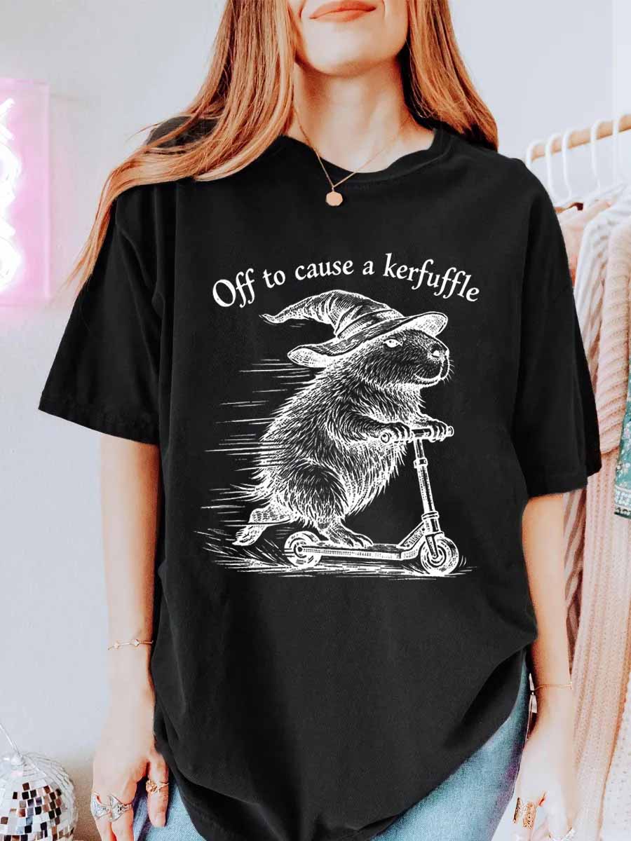 Vintage Off To Cause A Kerfuffle Oversize Graphic Tee