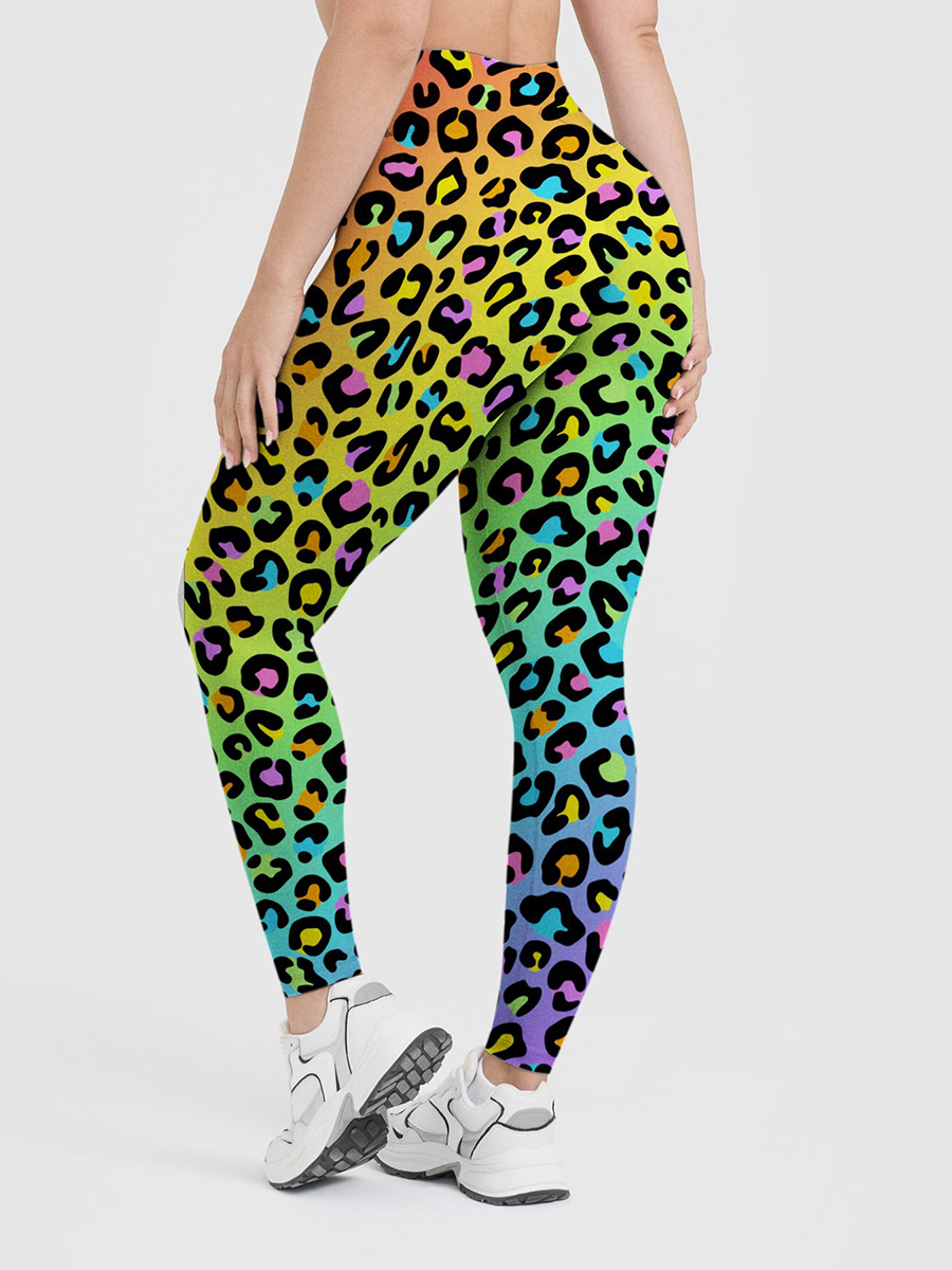 Vintage Rainbow Gradient Neon Multicolor Leggings