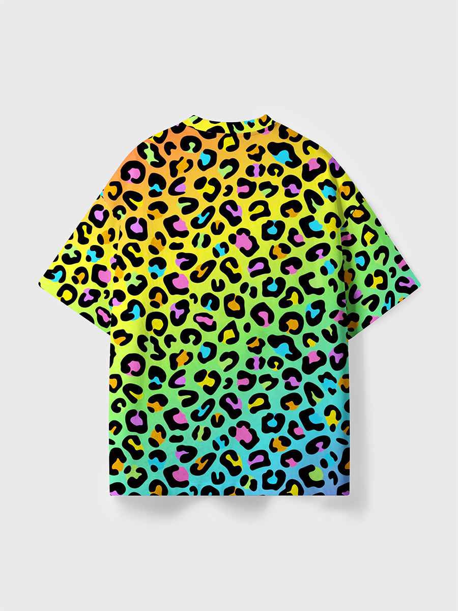 Vintage Rainbow Gradient Neon Multicolor All Over Print T-Shirt
