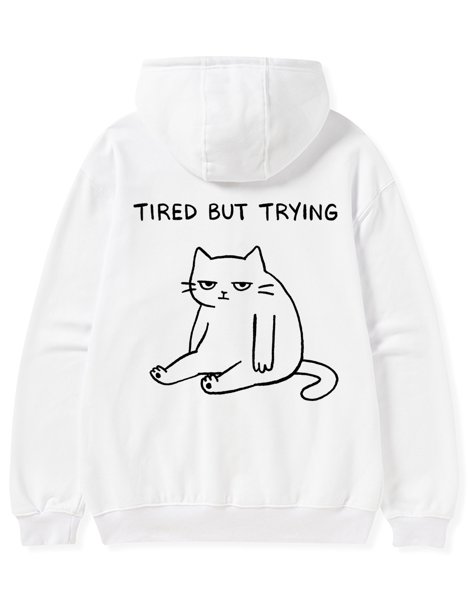 Vintage Tired But Trying Zip Hoodie