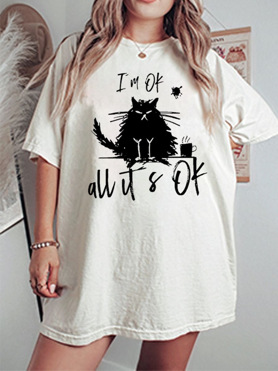 Vintage I'M Ok Oversize Graphic Tee