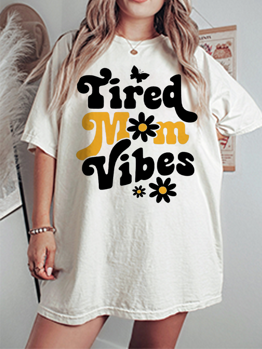 Vintage Tired Mom Oversize Graphic Tee