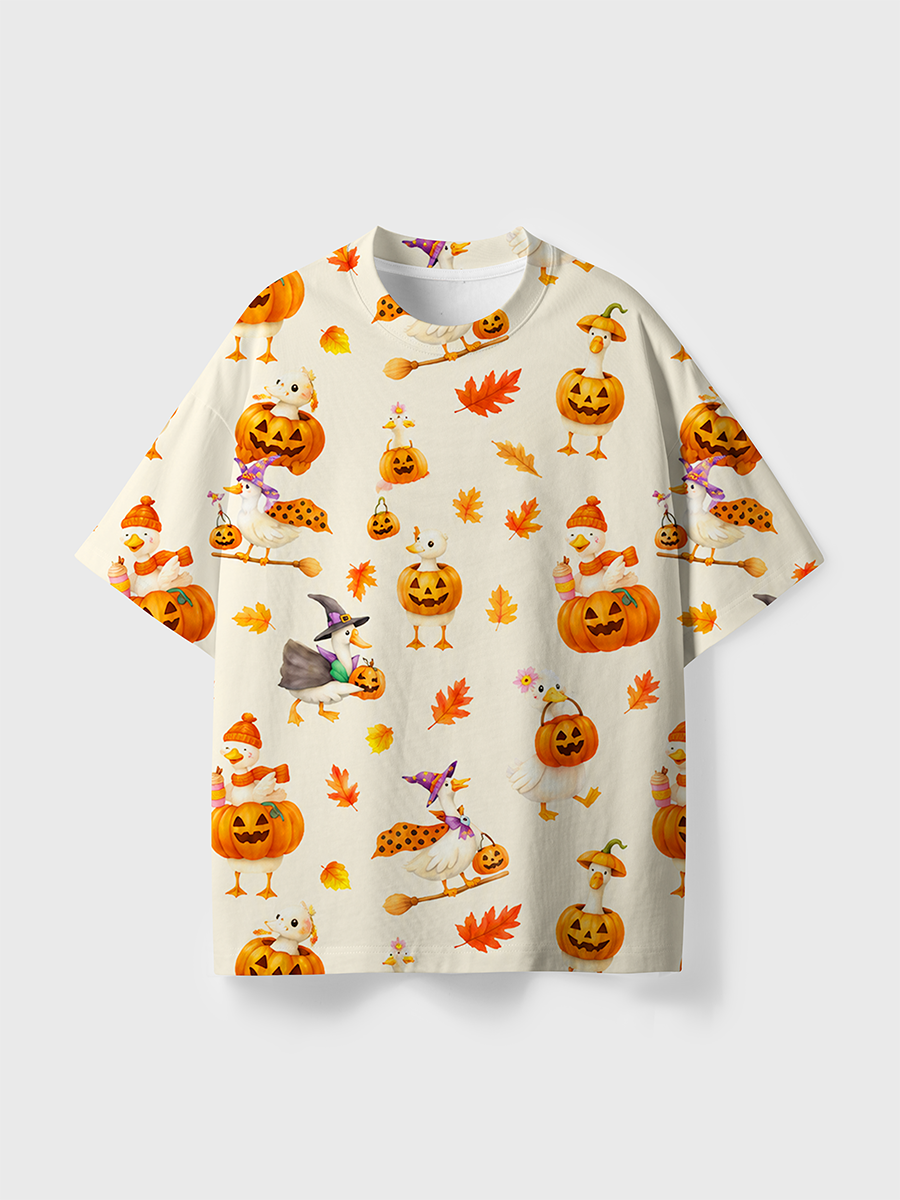 Vintage Cute Fall Watercolor Kids All Over Print T-Shirt