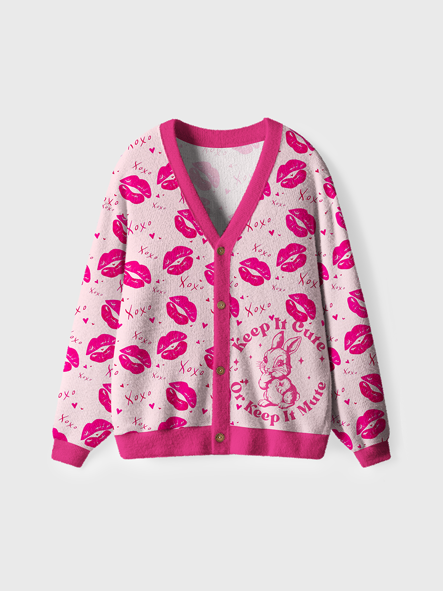 Vintage Keep It Cute Or Keep It Mute Cardigan Sweaters