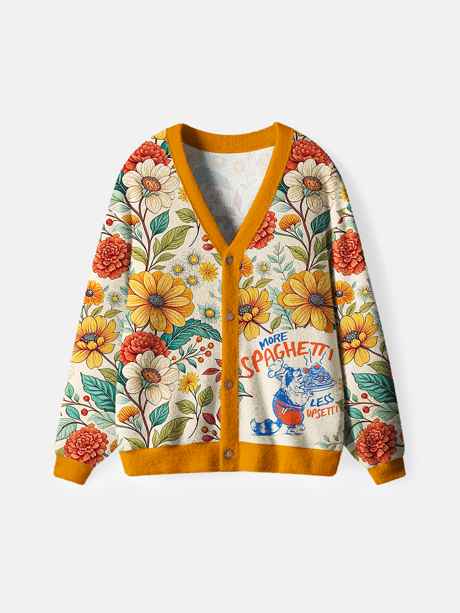 Vintage More Spaghetti Less Upsetti Raccoon Cardigan Sweaters