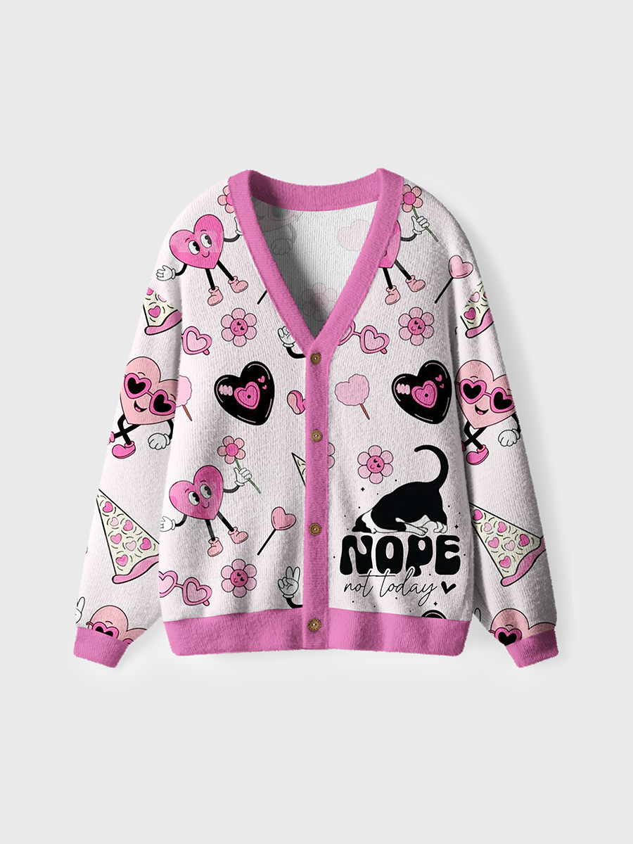 Vintage Nope Not Today Cat Cardigan Sweaters