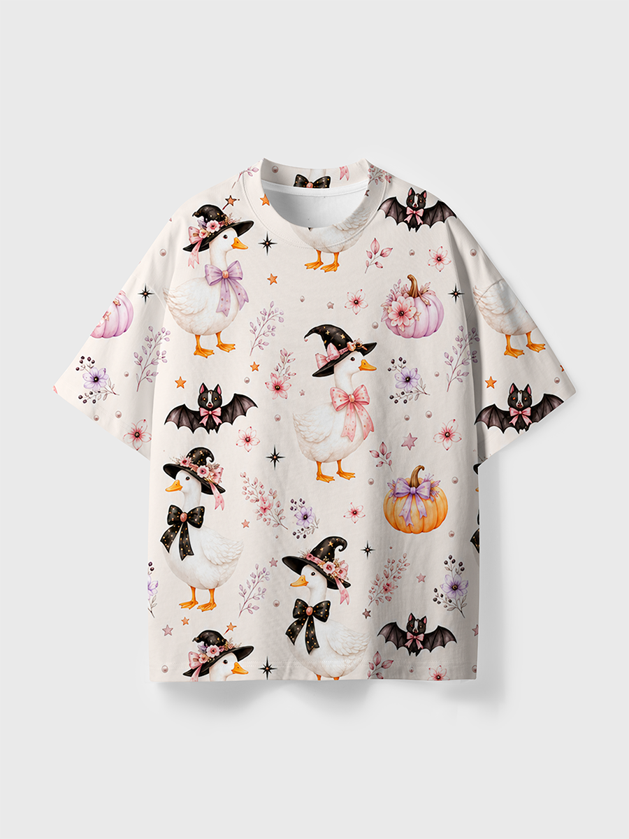 Vintage Pastel Cottage Halloween Watercolor All Over Print T-Shirt