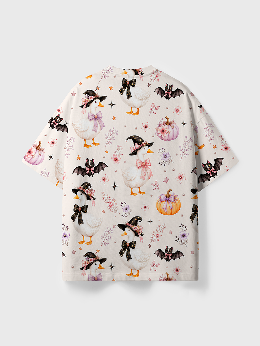 Vintage Pastel Cottage Halloween Watercolor All Over Print T-Shirt