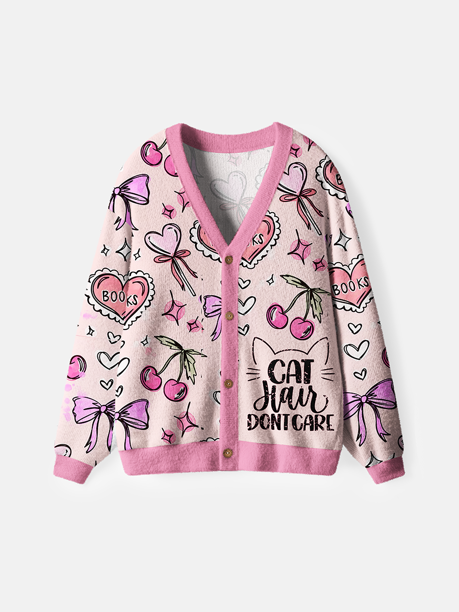 Vintage Cat Hair Don'T Care Cardigan Sweaters