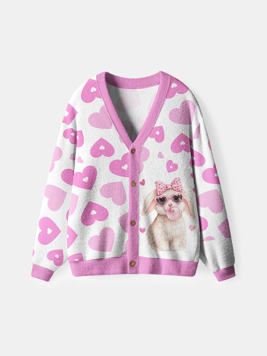 Vintage Easter Cute Bunny Cardigan Sweaters