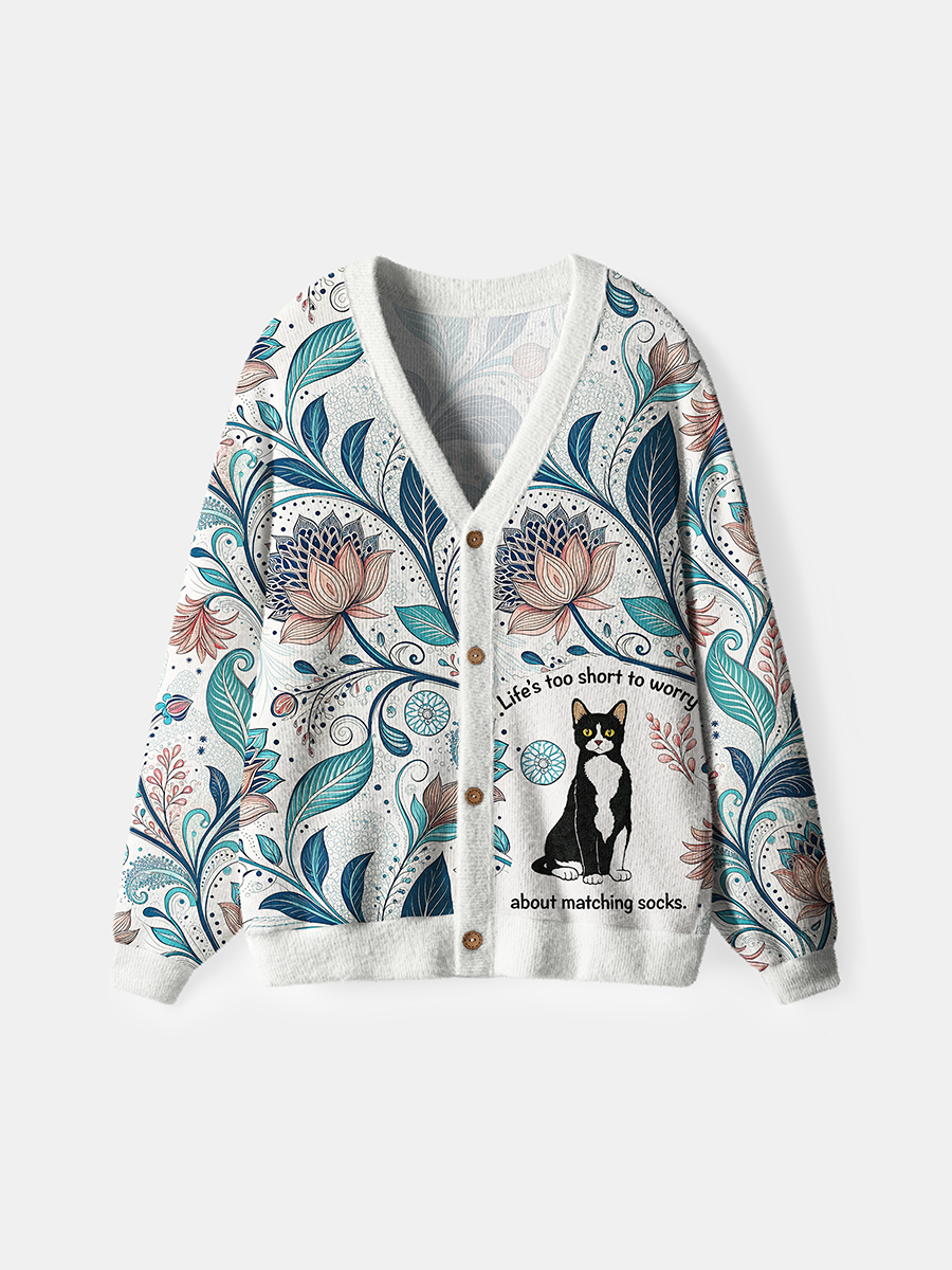 Vintage Life'S Too Short To Worry About Matching Socks Cardigan Sweaters