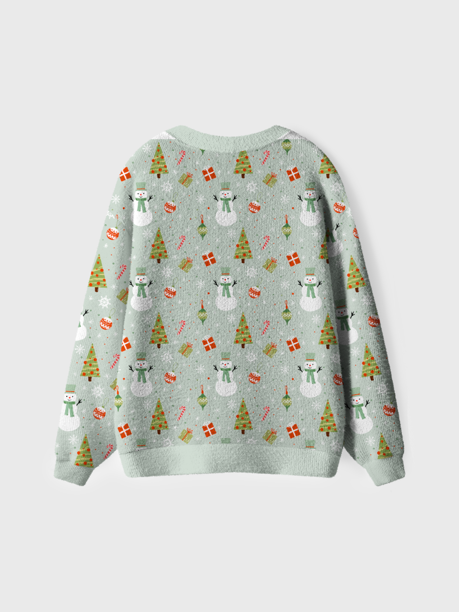 Vintage Green Tree Gift Snowman Christmas Ugly Cardigan Sweaters