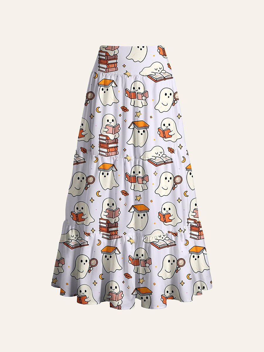 Bookish Ghost Pastel Halloween Convertible Maxi Skirts
