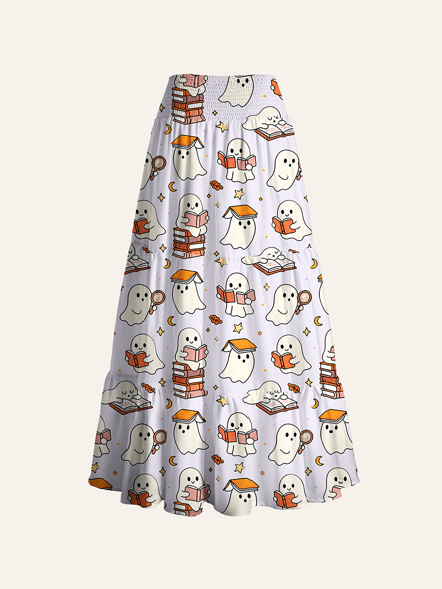 Bookish Ghost Pastel Halloween Convertible Maxi Skirts