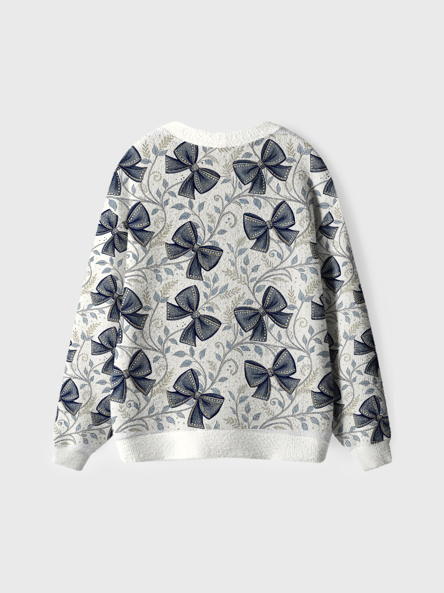 Vintage Dark Bow Leaf Pop Cute Cardigan Sweaters