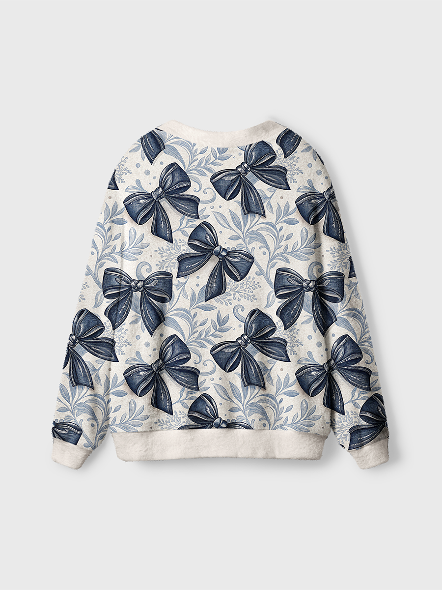 Vintage Dark Bow Leaf Pop Cute Cardigan Sweaters