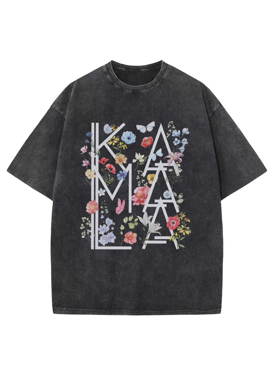 Vintage Artsy Floral Politics Washed T-Shirt
