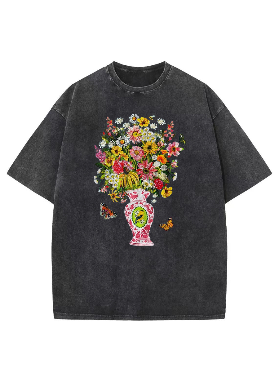Vintage Botanical Print Washed T-Shirt