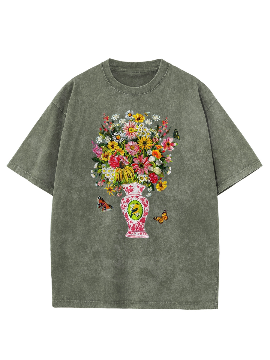 Vintage Botanical Print Washed T-Shirt